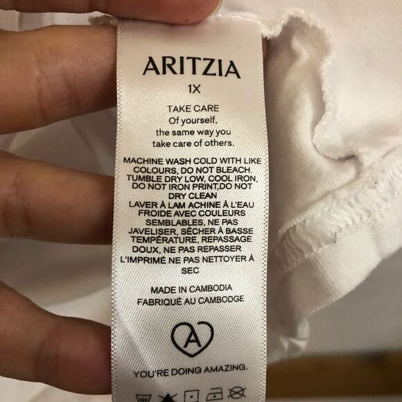 ARITZIA White Thank You Short Sleeve Tshirt / Sz 1X - Picture 6 of 7